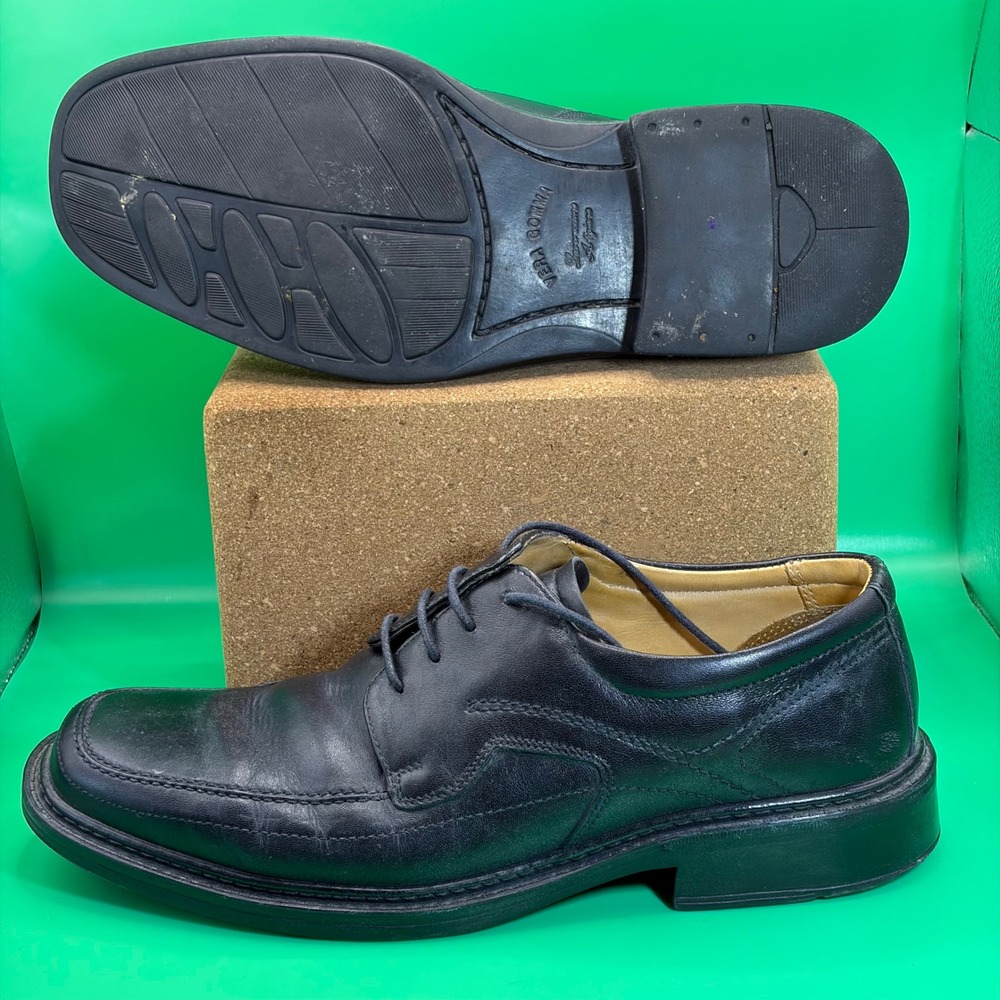 Venturini Anthony Oxfords Mens 9 Black Leather Lace Up Apron Toe Made in Italy
